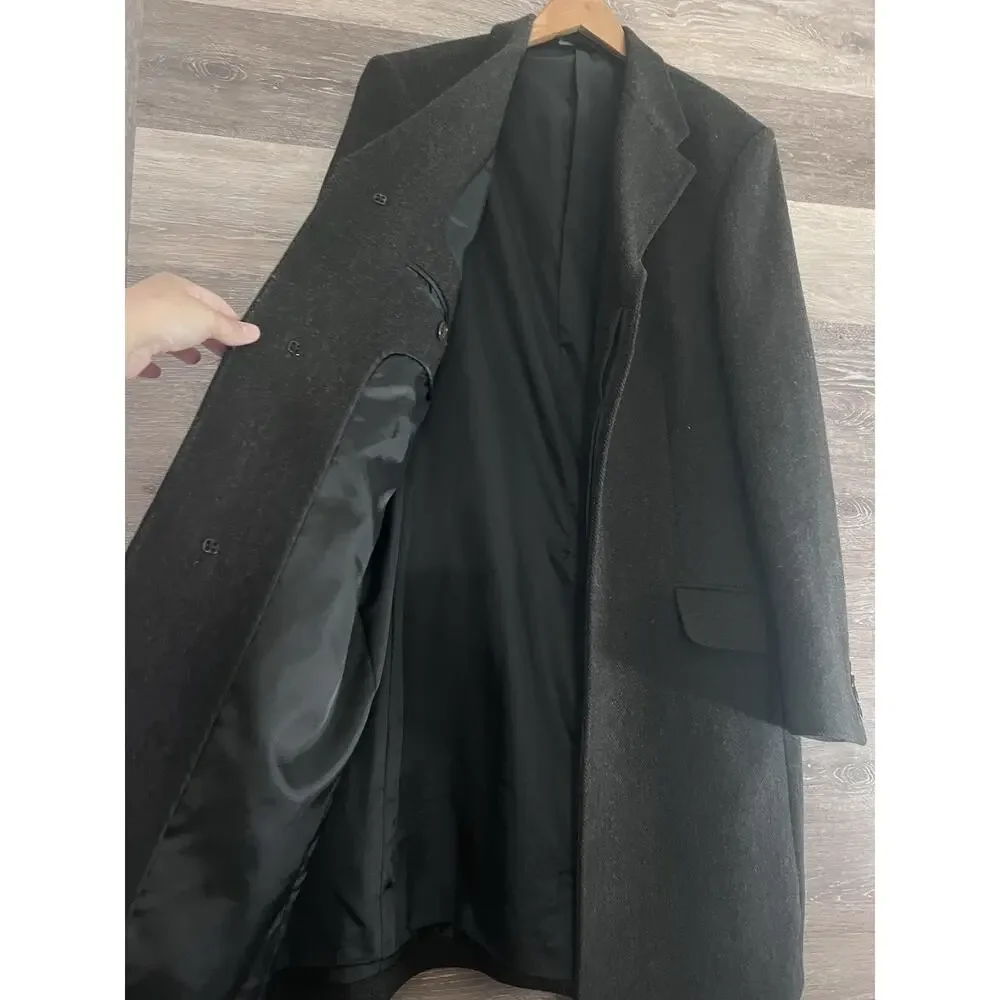 Banana Republic Parka Wool Coat Long Black Men's Large Pockets